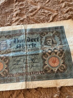 Vintage German 100 Mark Note - Blue and Brown